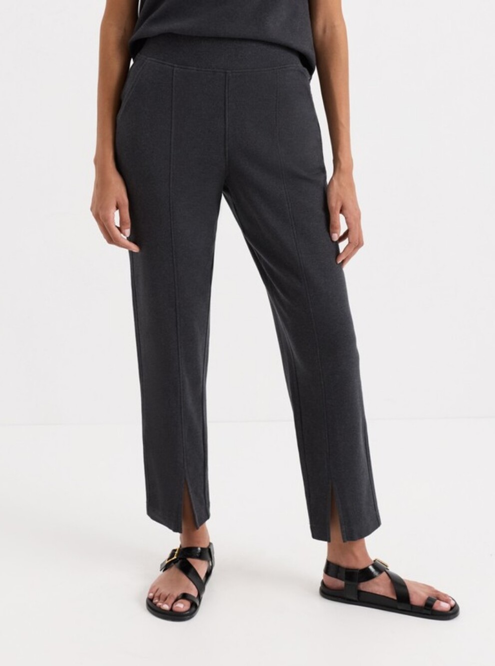 Pact Organic Airplane Tapered Leg Pants Charcoal Heather High Rise Womens XS